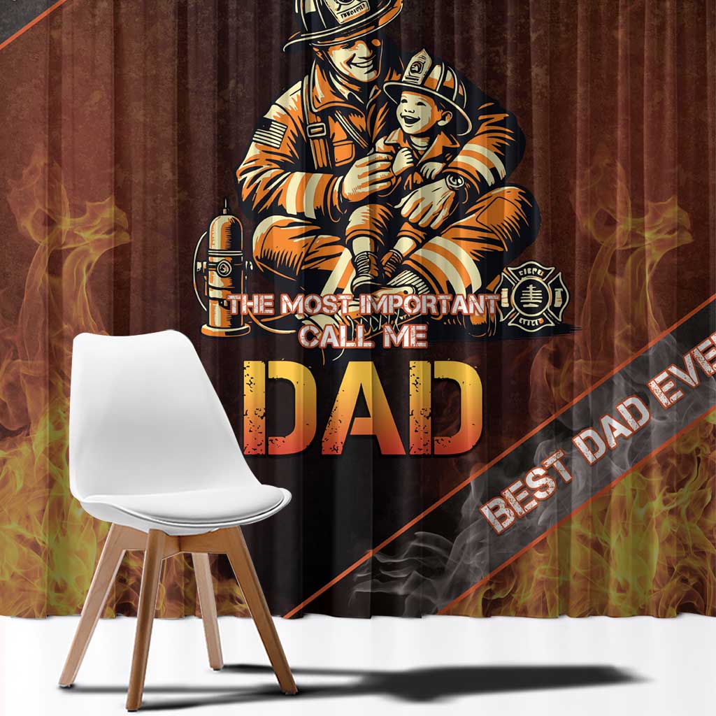 Firefighter Fathers Day Window Curtain Best Dad Ever