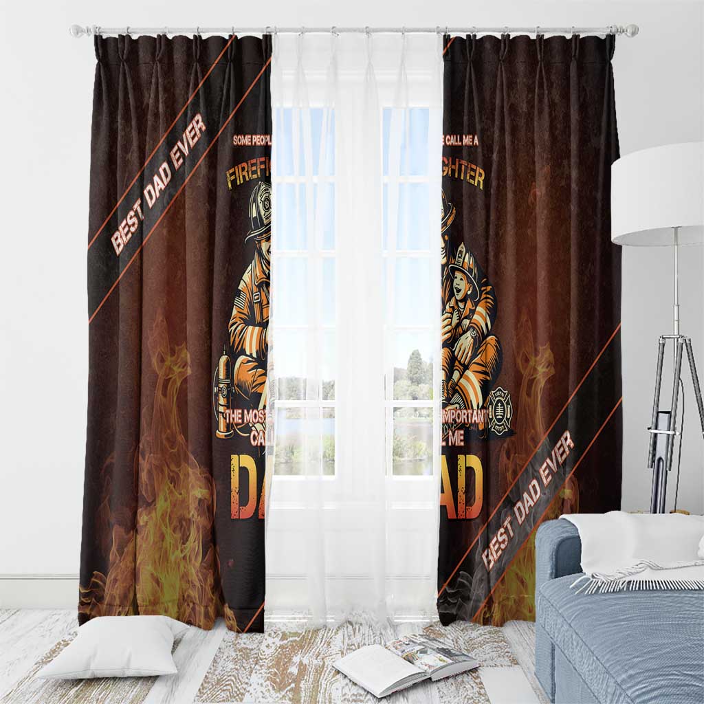 Firefighter Fathers Day Window Curtain Best Dad Ever