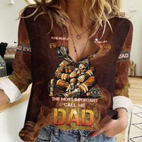 Firefighter Fathers Day Women Casual Shirt Best Dad Ever