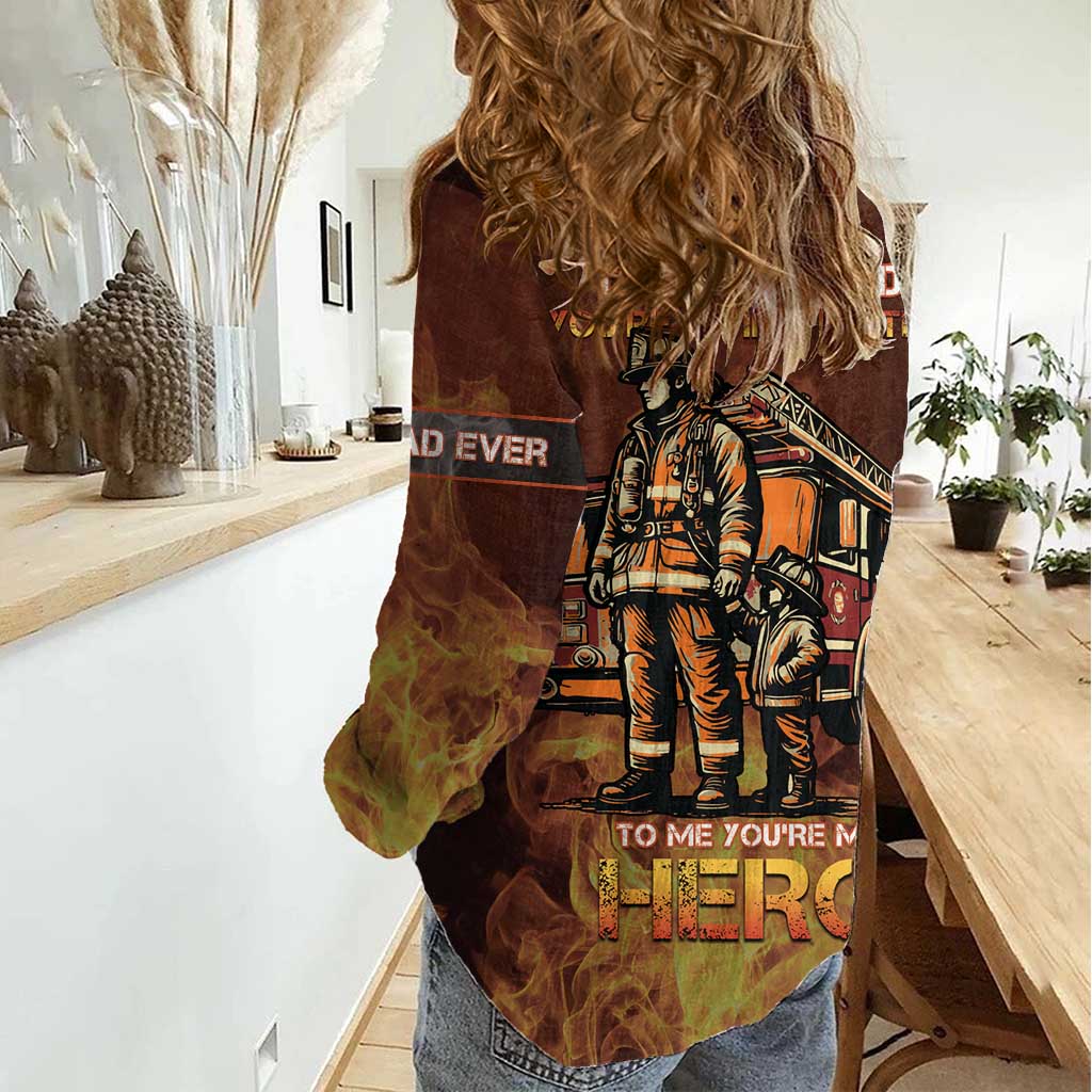 Firefighter Fathers Day Women Casual Shirt Best Dad Ever