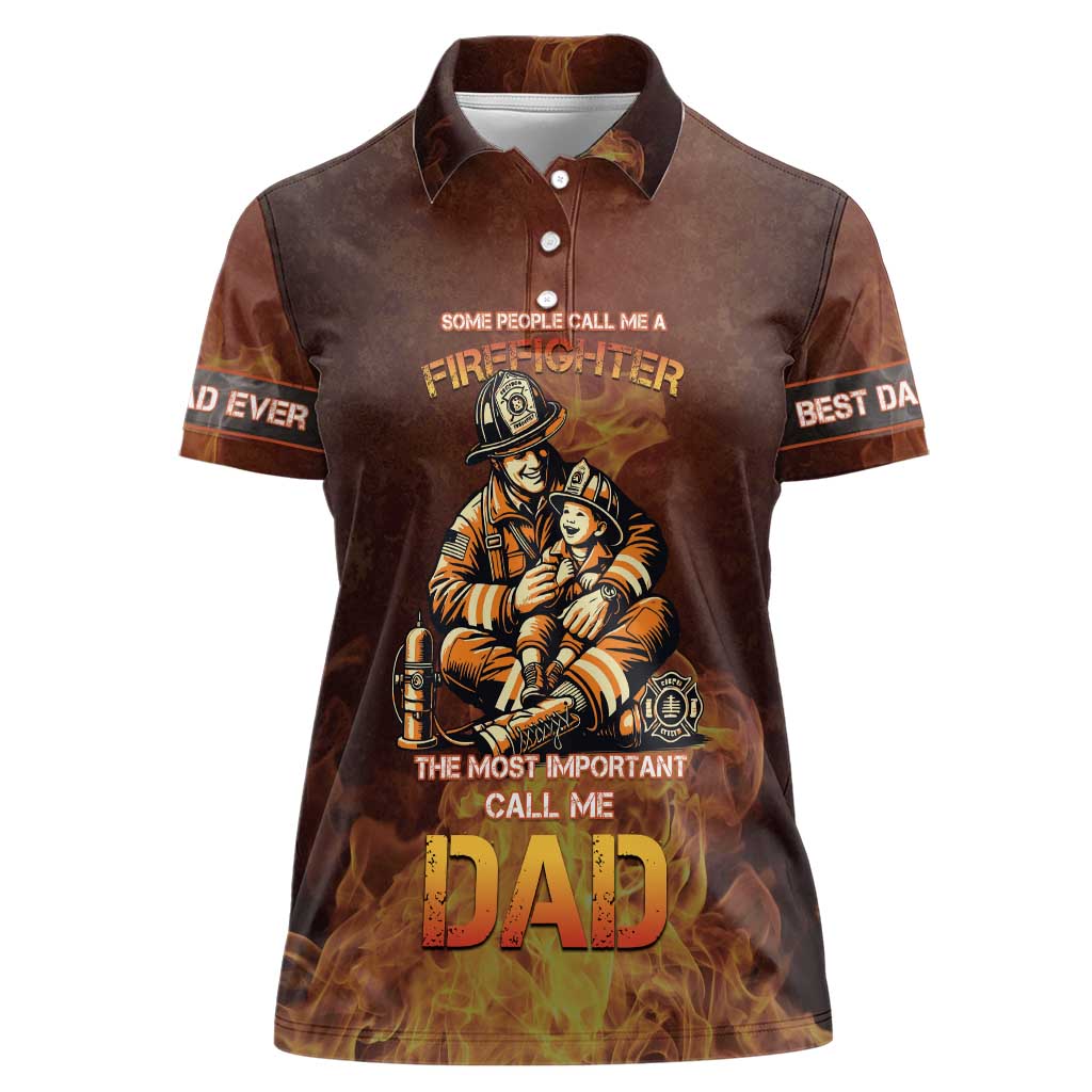 Firefighter Fathers Day Women Polo Shirt Best Dad Ever