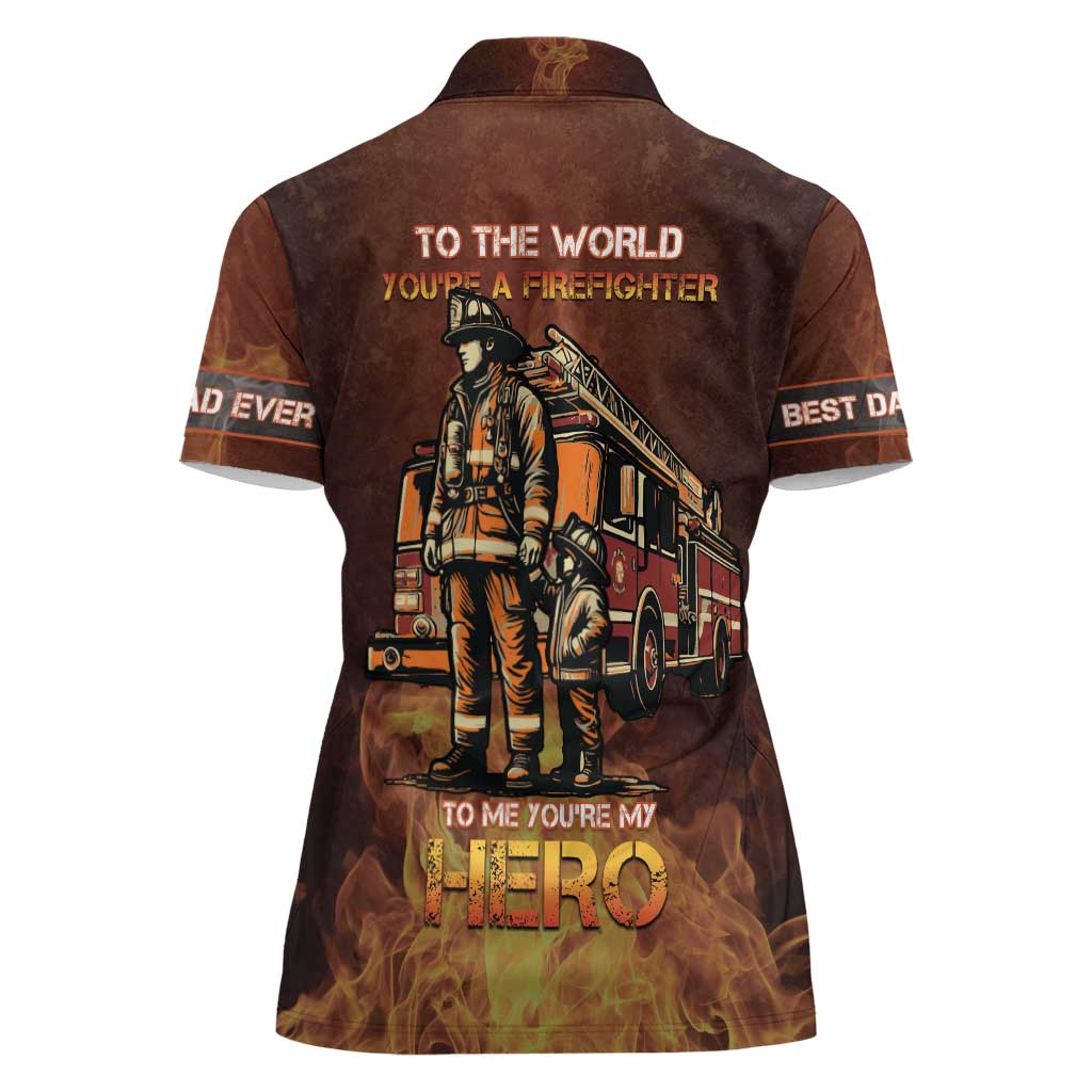 Firefighter Fathers Day Women Polo Shirt Best Dad Ever