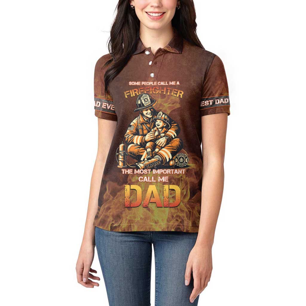 Firefighter Fathers Day Women Polo Shirt Best Dad Ever