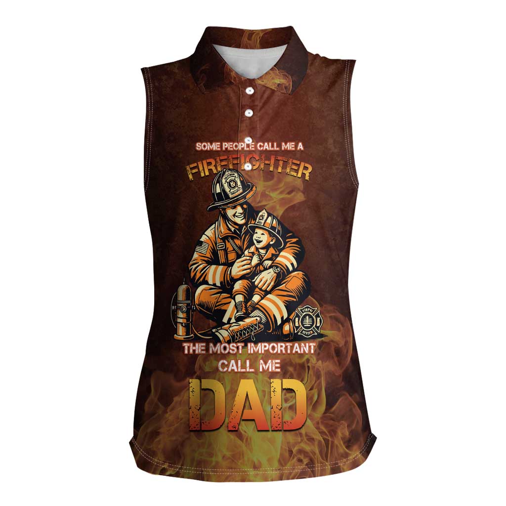 Firefighter Fathers Day Women Sleeveless Polo Shirt Best Dad Ever