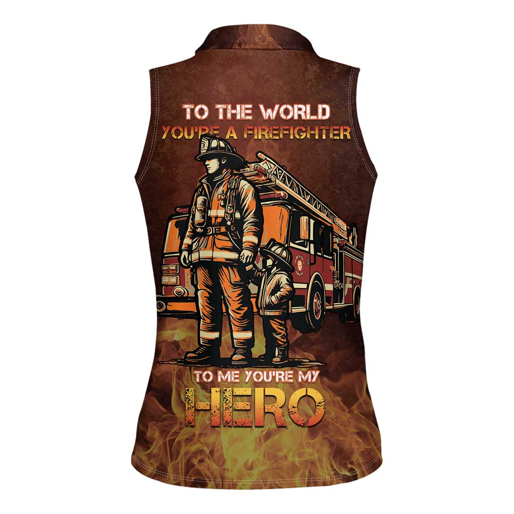 Firefighter Fathers Day Women Sleeveless Polo Shirt Best Dad Ever