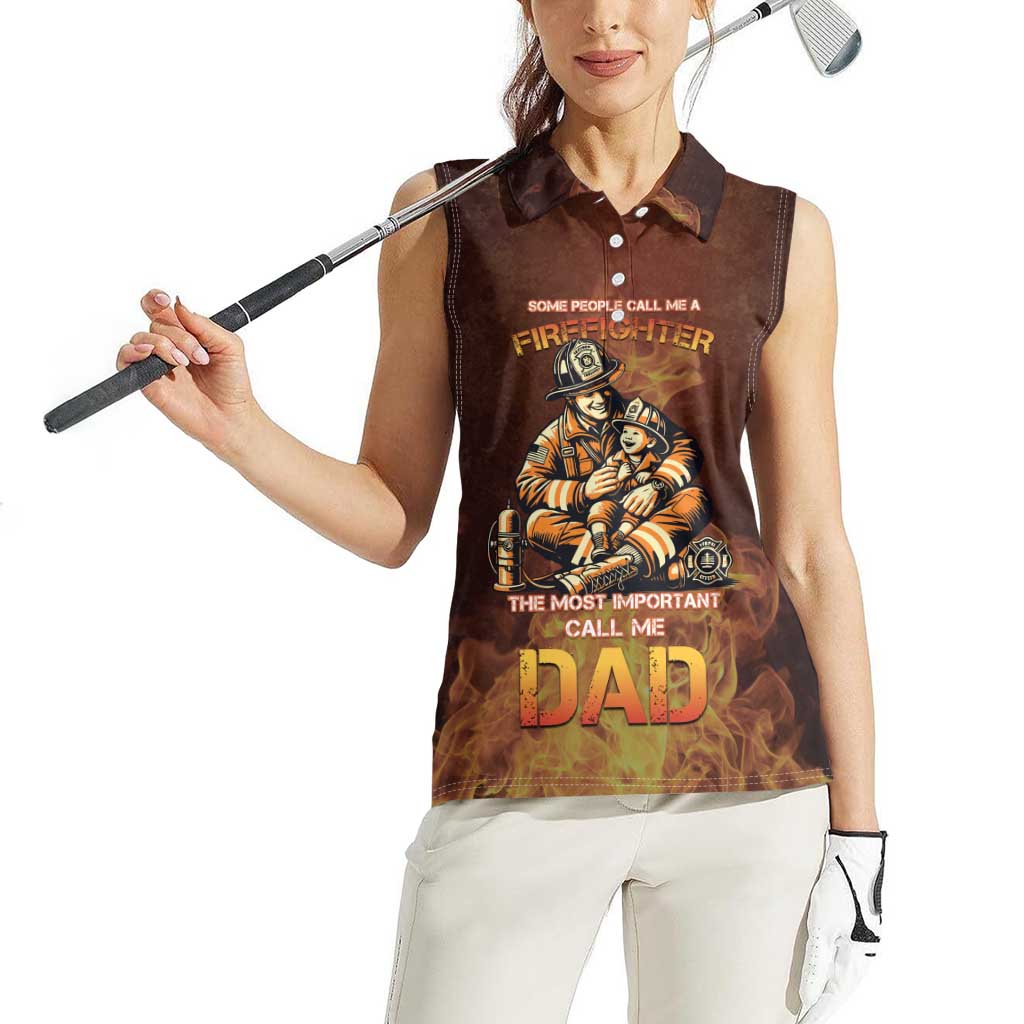 Firefighter Fathers Day Women Sleeveless Polo Shirt Best Dad Ever