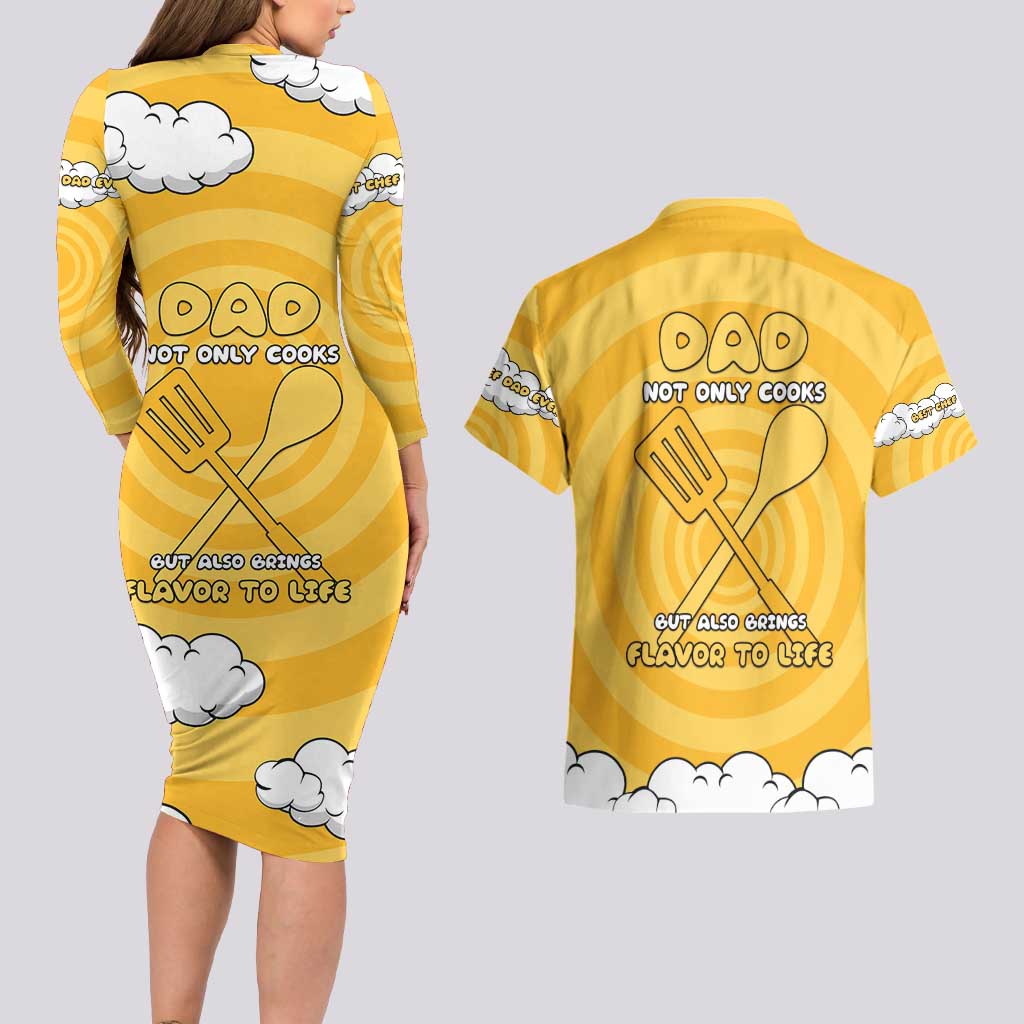 Chef Fathers Day Couples Matching Long Sleeve Bodycon Dress and Hawaiian Shirt Dad You're The Master Chef In My Heart