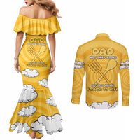 Chef Fathers Day Couples Matching Mermaid Dress and Long Sleeve Button Shirt Dad You're The Master Chef In My Heart