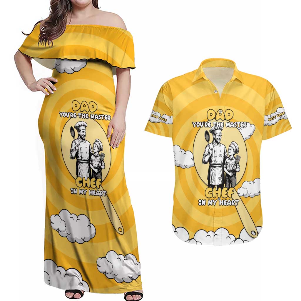 Chef Fathers Day Couples Matching Off Shoulder Maxi Dress and Hawaiian Shirt Dad You're The Master Chef In My Heart