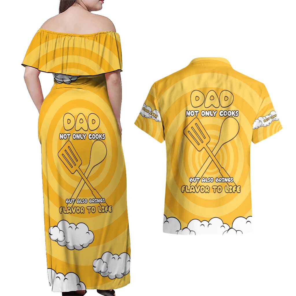 Chef Fathers Day Couples Matching Off Shoulder Maxi Dress and Hawaiian Shirt Dad You're The Master Chef In My Heart