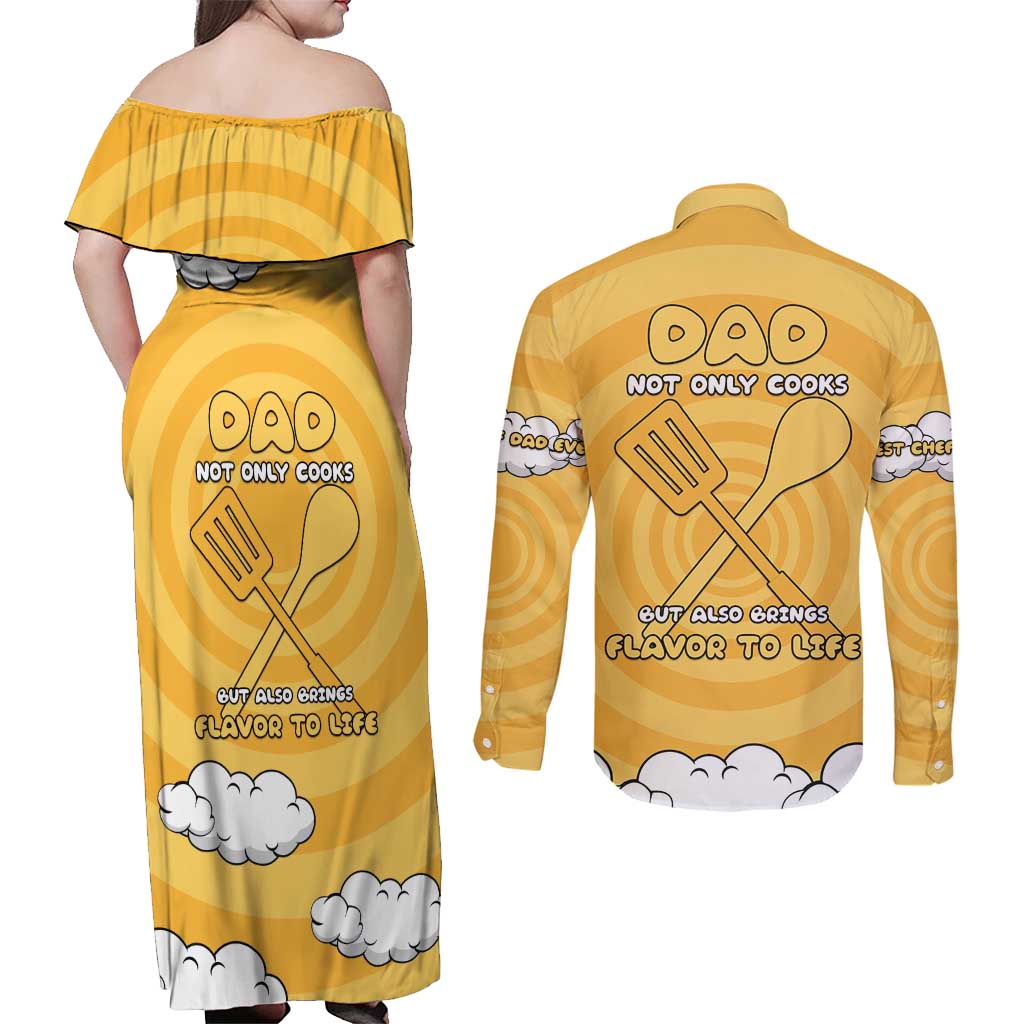 Chef Fathers Day Couples Matching Off Shoulder Maxi Dress and Long Sleeve Button Shirt Dad You're The Master Chef In My Heart