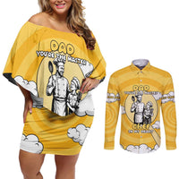 Chef Fathers Day Couples Matching Off Shoulder Short Dress and Long Sleeve Button Shirt Dad You're The Master Chef In My Heart