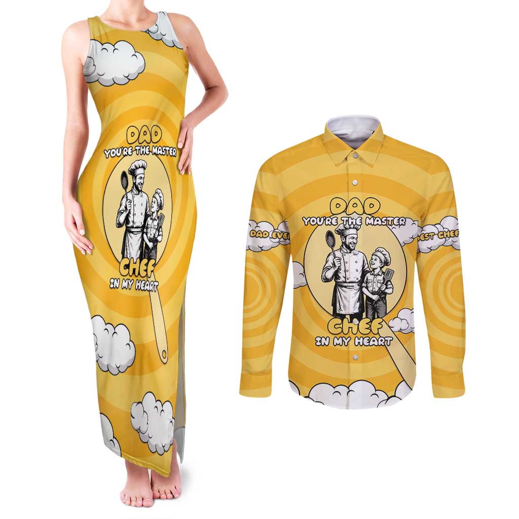 Chef Fathers Day Couples Matching Tank Maxi Dress and Long Sleeve Button Shirt Dad You're The Master Chef In My Heart