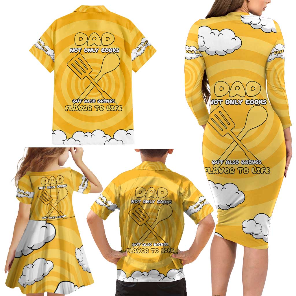 Chef Fathers Day Family Matching Long Sleeve Bodycon Dress and Hawaiian Shirt Dad You're The Master Chef In My Heart