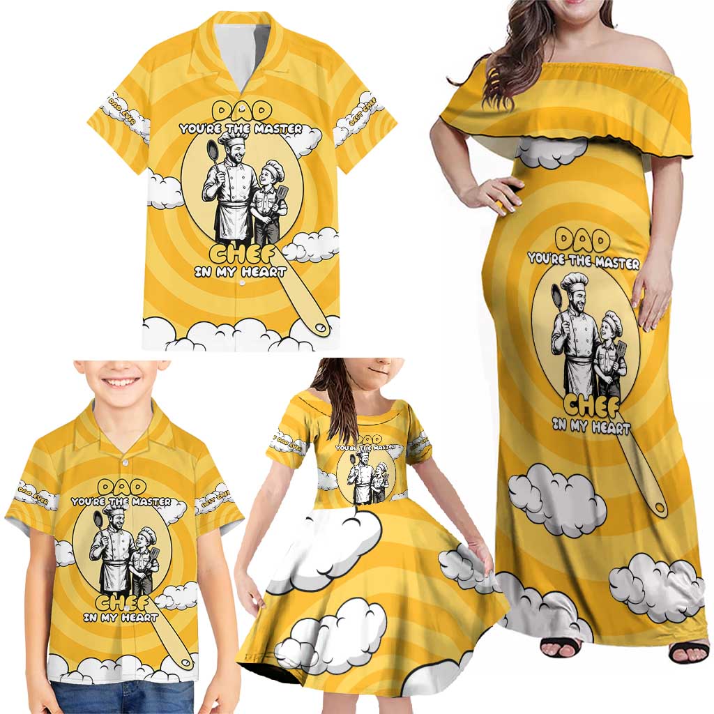 Chef Fathers Day Family Matching Off Shoulder Maxi Dress and Hawaiian Shirt Dad You're The Master Chef In My Heart