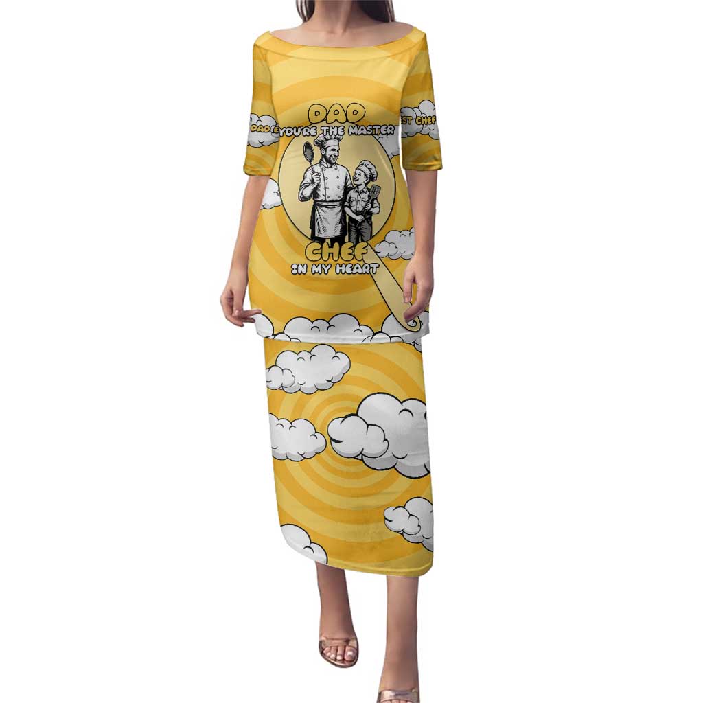 Chef Fathers Day Family Matching Puletasi and Hawaiian Shirt Dad You're The Master Chef In My Heart