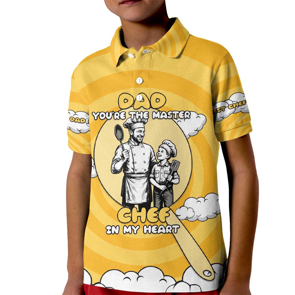 Chef Fathers Day Kid Polo Shirt Dad You're The Master Chef In My Heart
