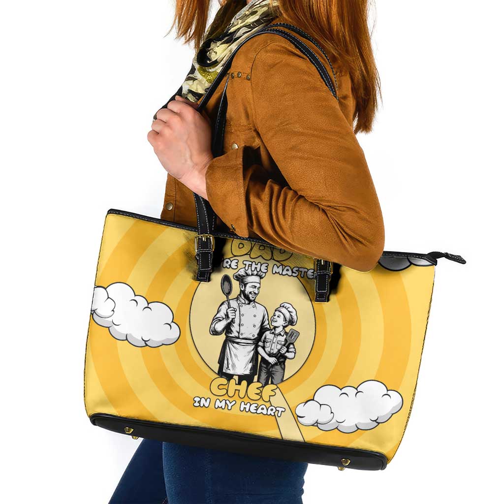 Chef Fathers Day Leather Tote Bag Dad You're The Master Chef In My Heart