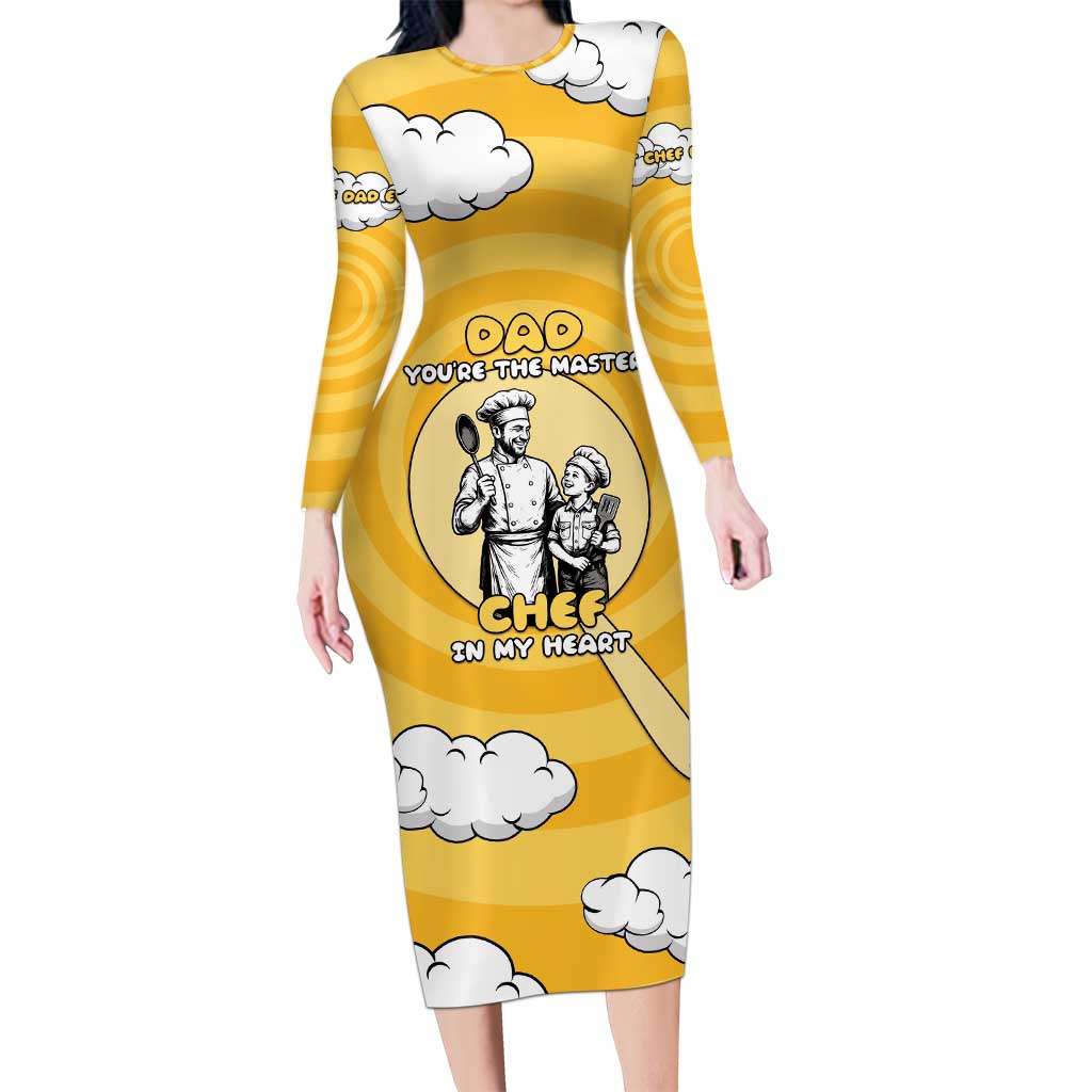 Chef Fathers Day Long Sleeve Bodycon Dress Dad You're The Master Chef In My Heart