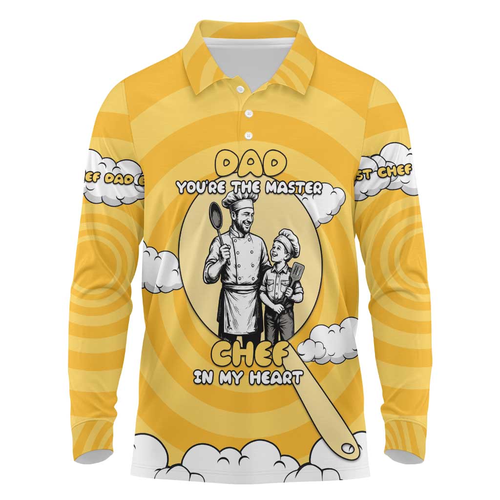 Chef Fathers Day Long Sleeve Polo Shirt Dad You're The Master Chef In My Heart