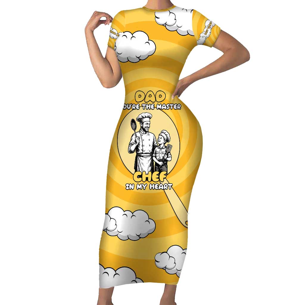Chef Fathers Day Short Sleeve Bodycon Dress Dad You're The Master Chef In My Heart