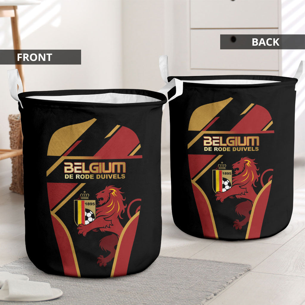 Belgium Football Laundry Basket Bold National Colors With Lion Crest