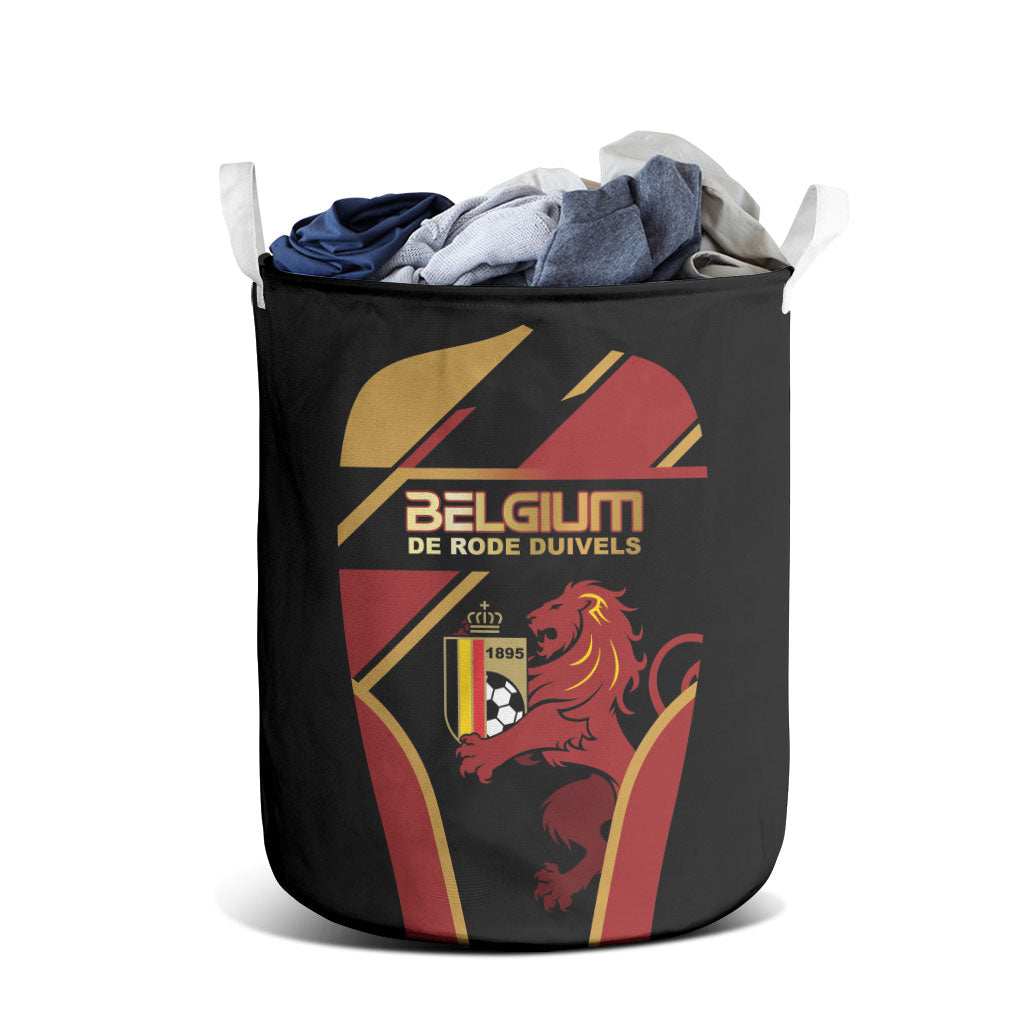 Belgium Football Laundry Basket Bold National Colors With Lion Crest