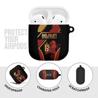 Belgium Football AirPods Case Bold National Colors With Lion Crest
