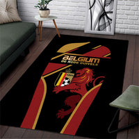 Belgium Football Area Rug Bold National Colors With Lion Crest
