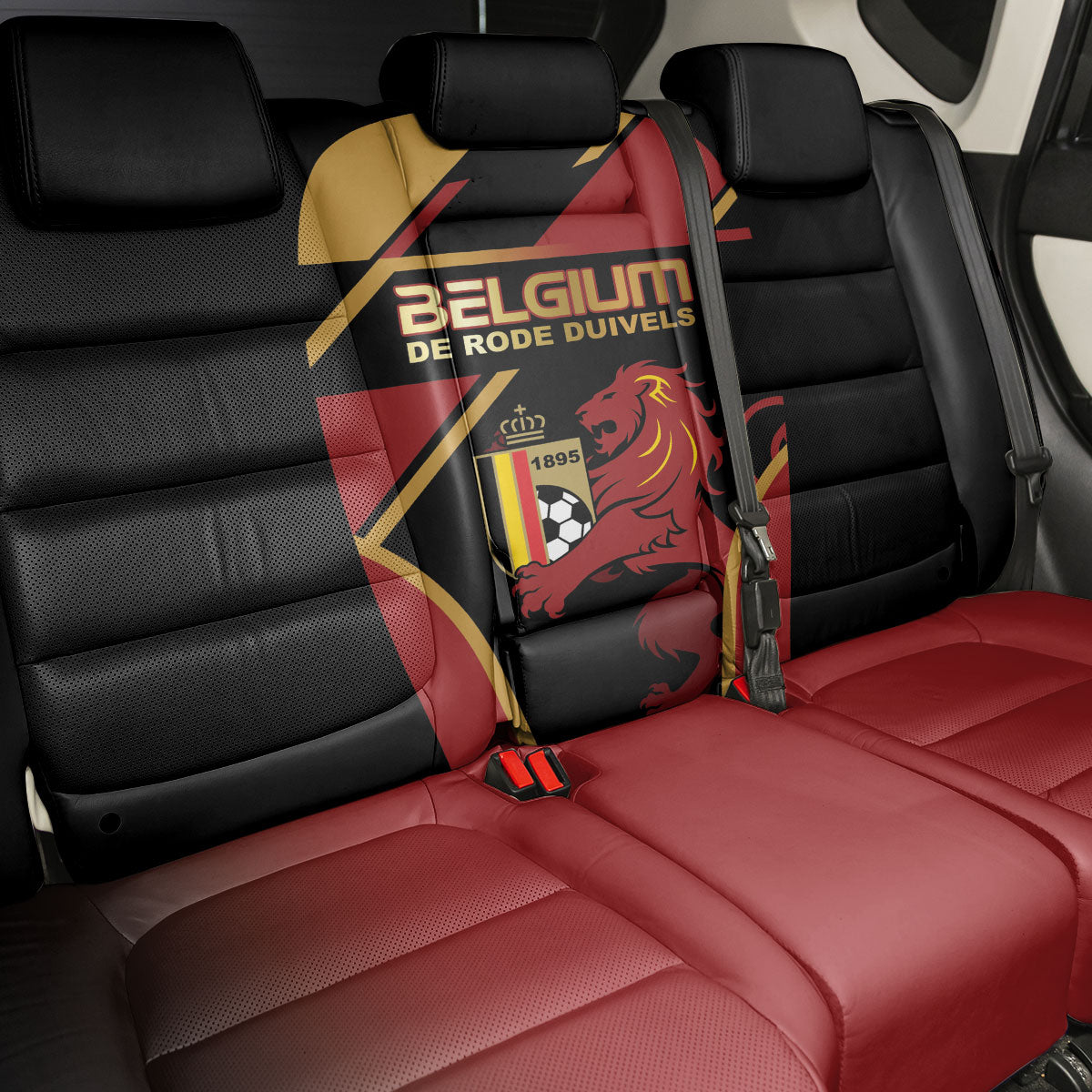 Belgium Football Back Car Seat Cover Bold National Colors With Lion Crest