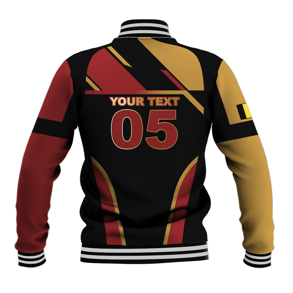 Custom Belgium Football Baseball Jacket Bold National Colors With Lion Crest