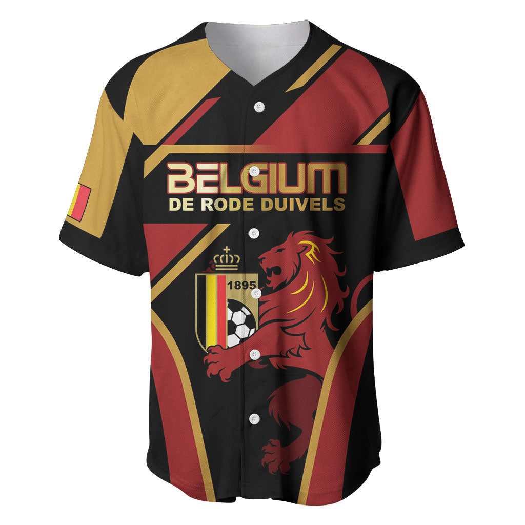 Custom Belgium Football Baseball Jersey Bold National Colors With Lion Crest