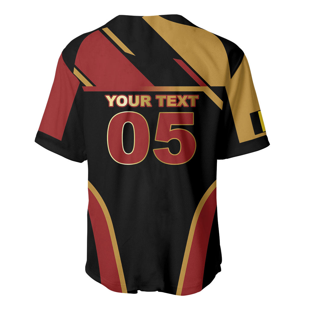 Custom Belgium Football Baseball Jersey Bold National Colors With Lion Crest