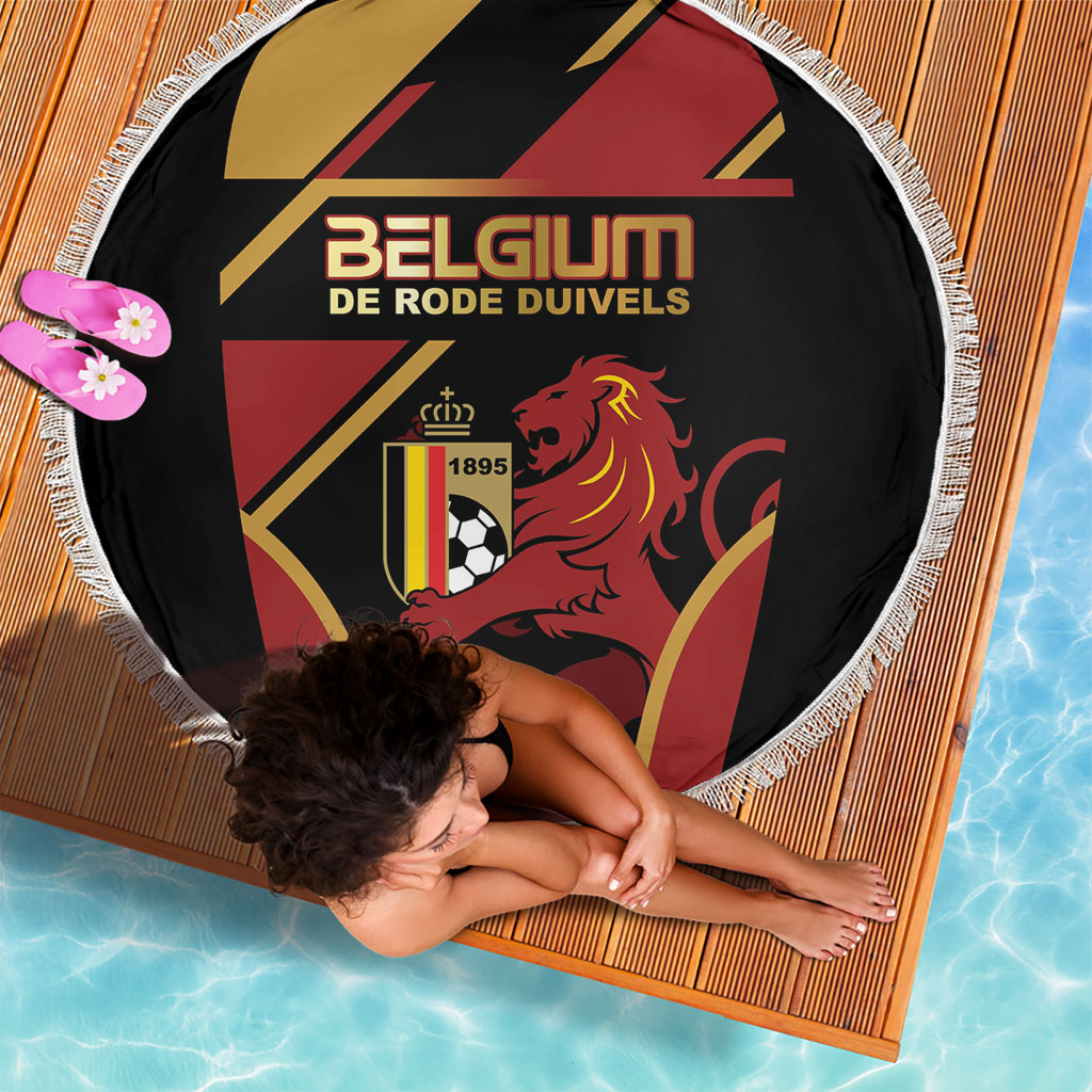Belgium Football Beach Blanket Bold National Colors With Lion Crest