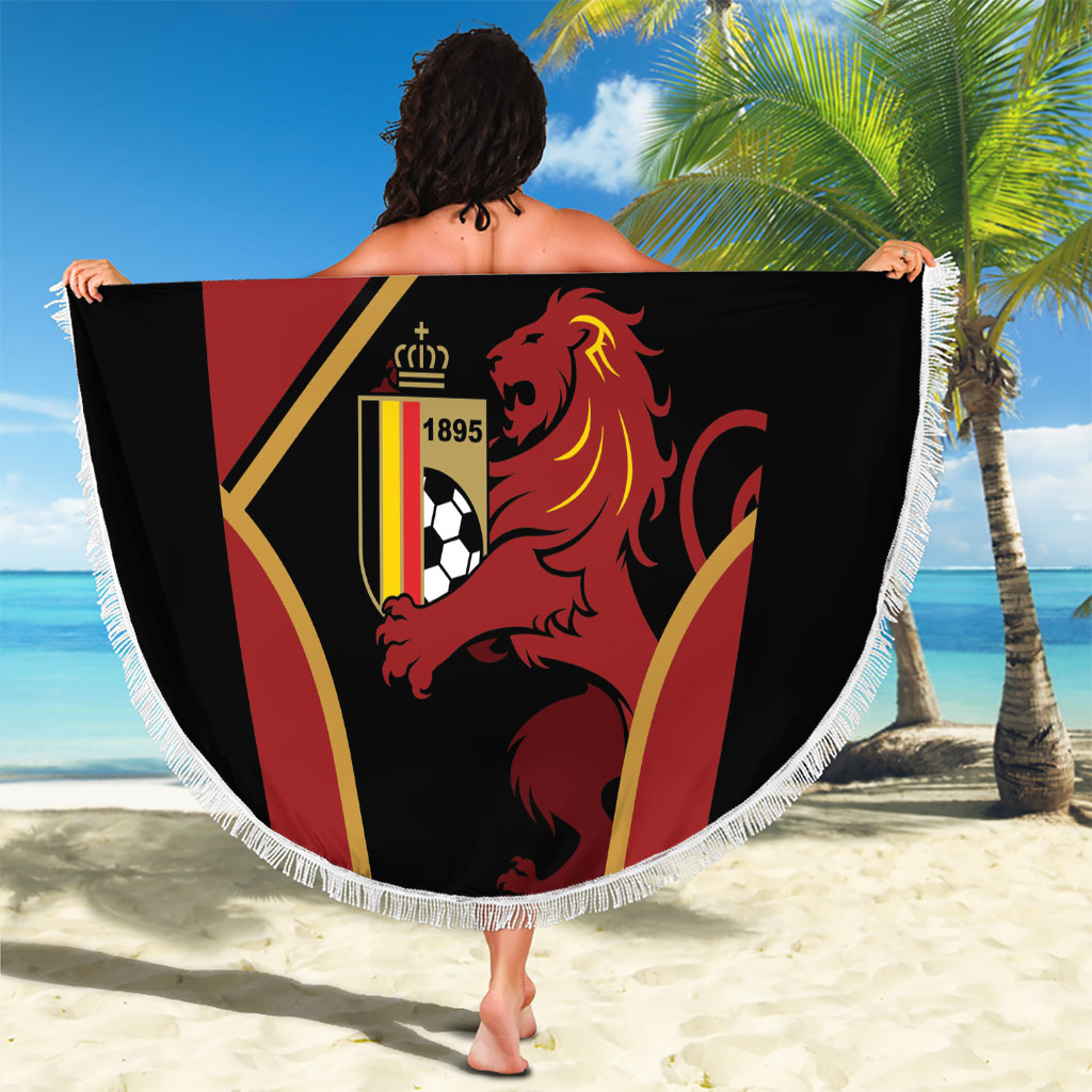 Belgium Football Beach Blanket Bold National Colors With Lion Crest