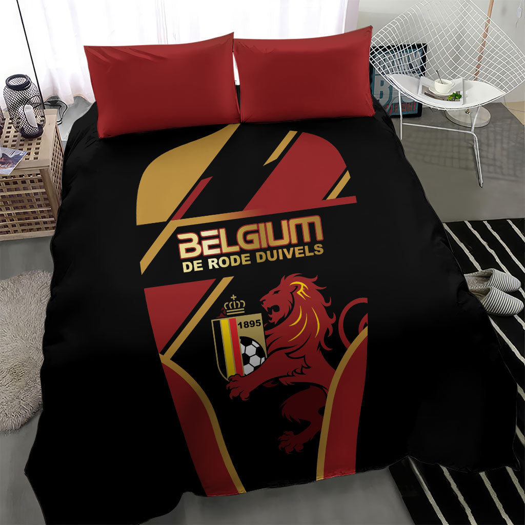 Belgium Football Bedding Set Bold National Colors With Lion Crest