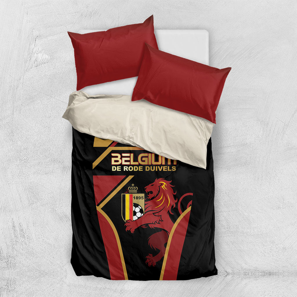 Belgium Football Bedding Set Bold National Colors With Lion Crest