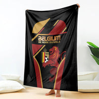 Belgium Football Blanket Bold National Colors With Lion Crest