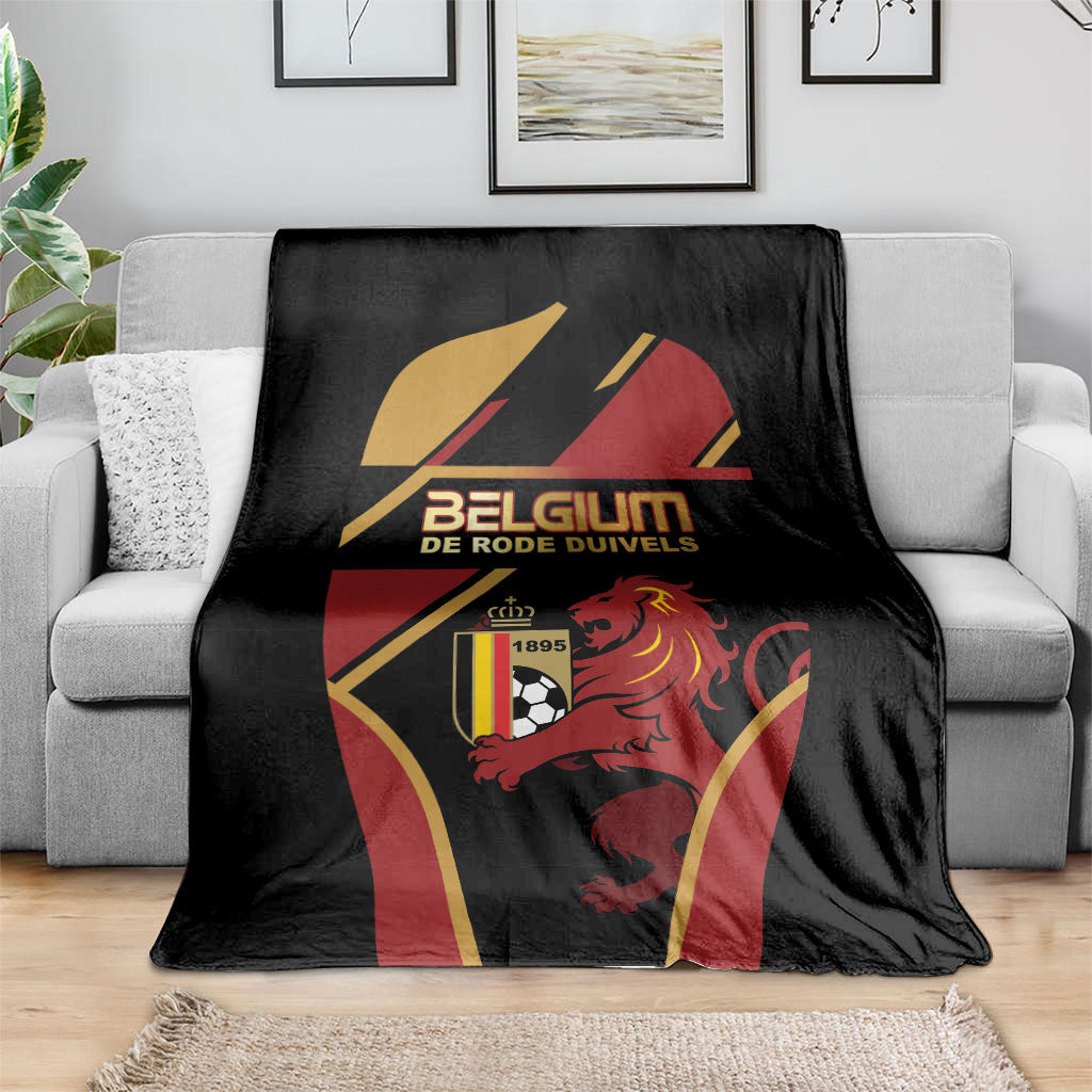 Belgium Football Blanket Bold National Colors With Lion Crest
