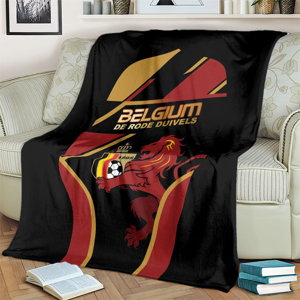 Belgium Football Blanket Bold National Colors With Lion Crest