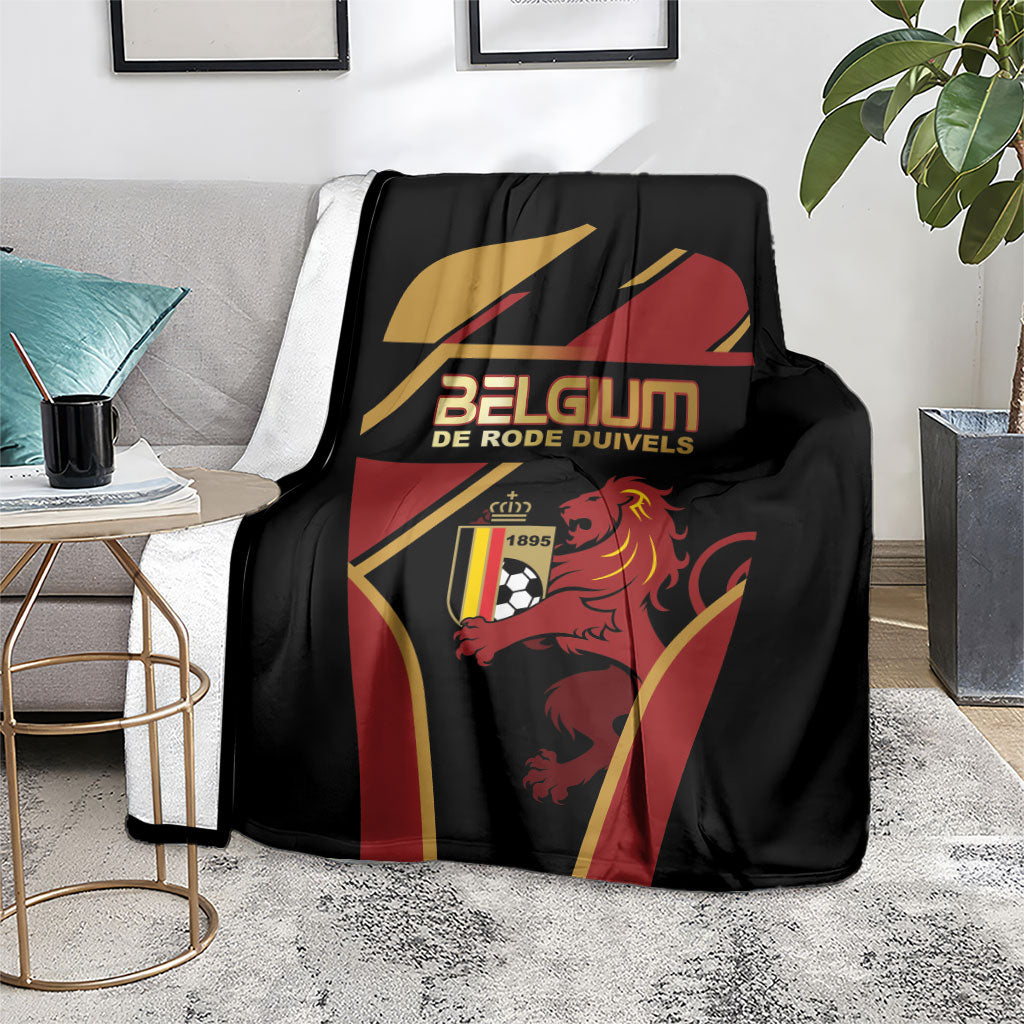 Belgium Football Blanket Bold National Colors With Lion Crest