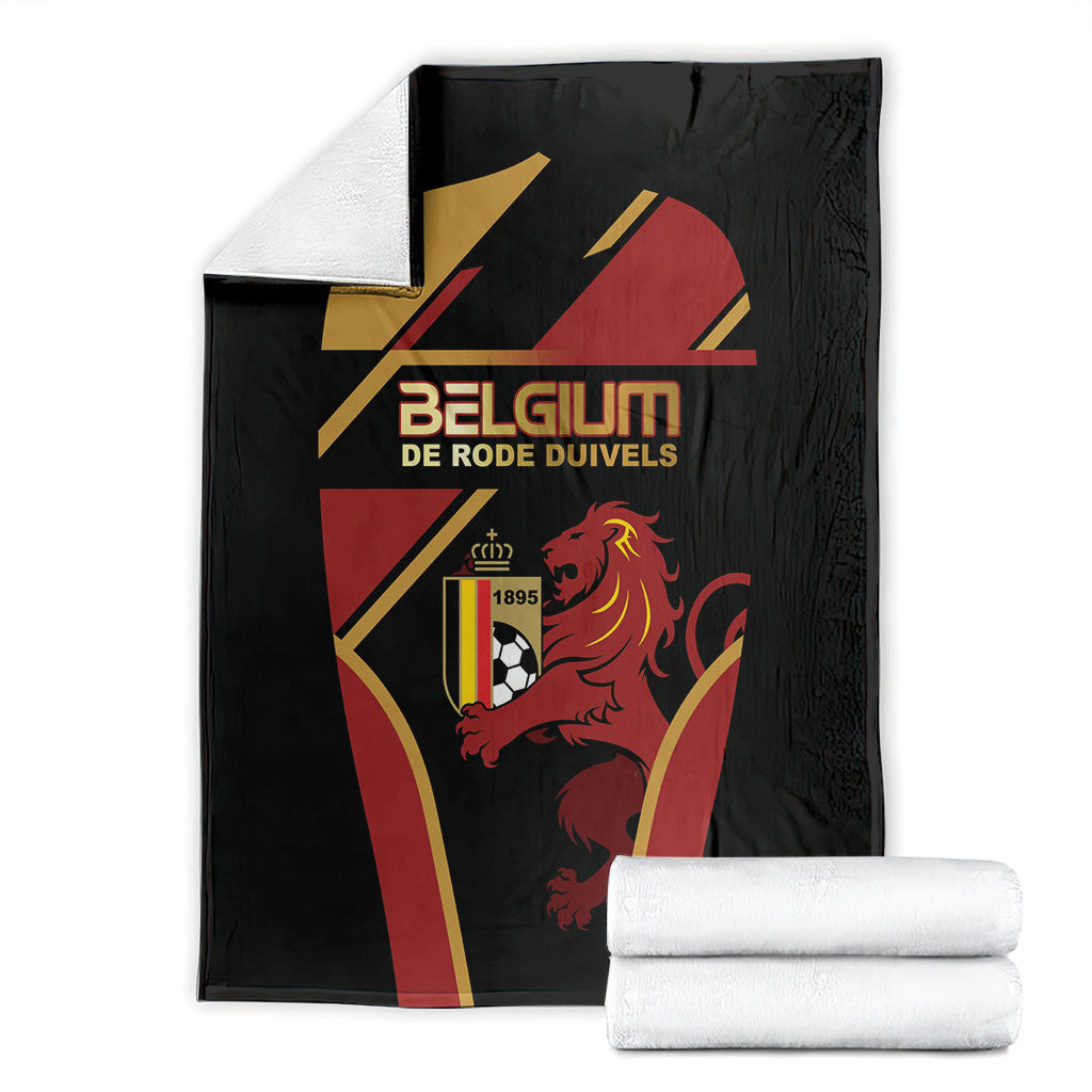Belgium Football Blanket Bold National Colors With Lion Crest