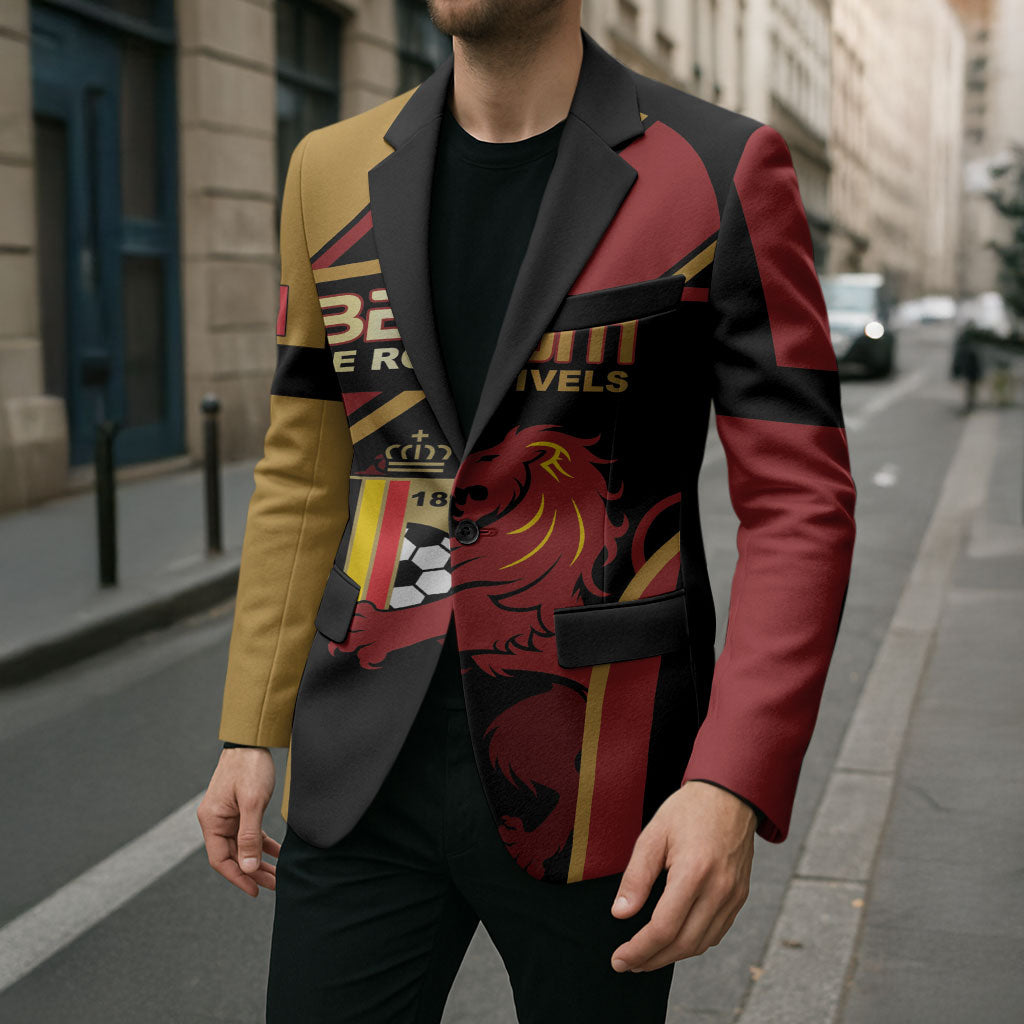 Custom Belgium Football Blazer Bold National Colors With Lion Crest
