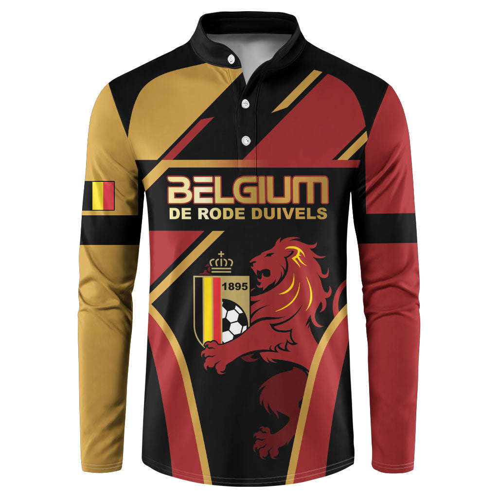 Custom Belgium Football Button Sweatshirt Bold National Colors With Lion Crest