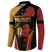 Custom Belgium Football Button Sweatshirt Bold National Colors With Lion Crest