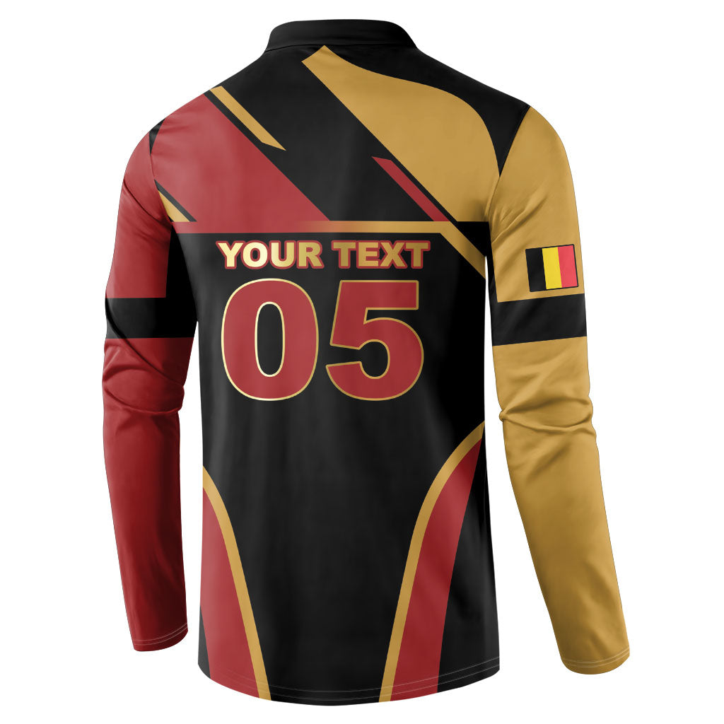 Custom Belgium Football Button Sweatshirt Bold National Colors With Lion Crest