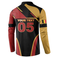Custom Belgium Football Button Sweatshirt Bold National Colors With Lion Crest