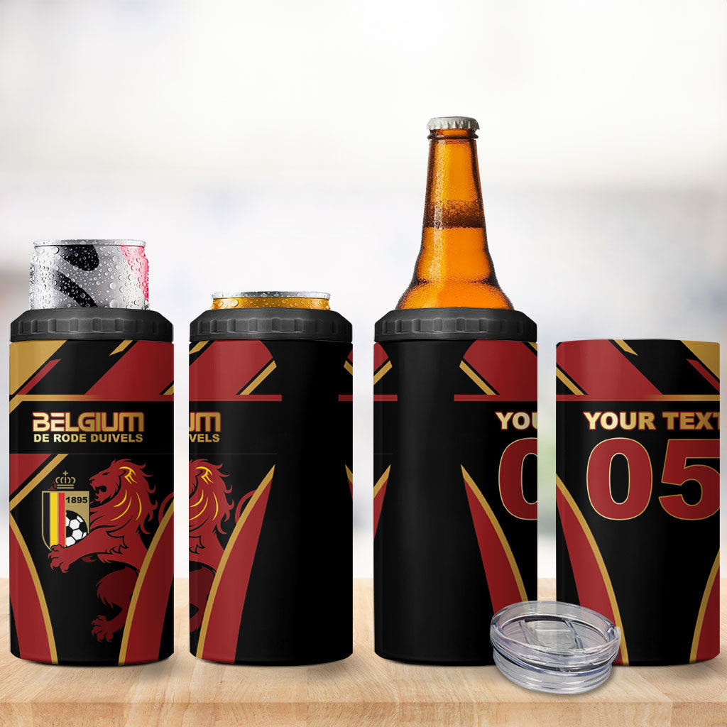 Custom Belgium Football 4 in 1 Can Cooler Tumbler Bold National Colors With Lion Crest