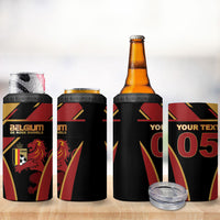 Custom Belgium Football 4 in 1 Can Cooler Tumbler Bold National Colors With Lion Crest