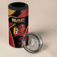 Custom Belgium Football 4 in 1 Can Cooler Tumbler Bold National Colors With Lion Crest